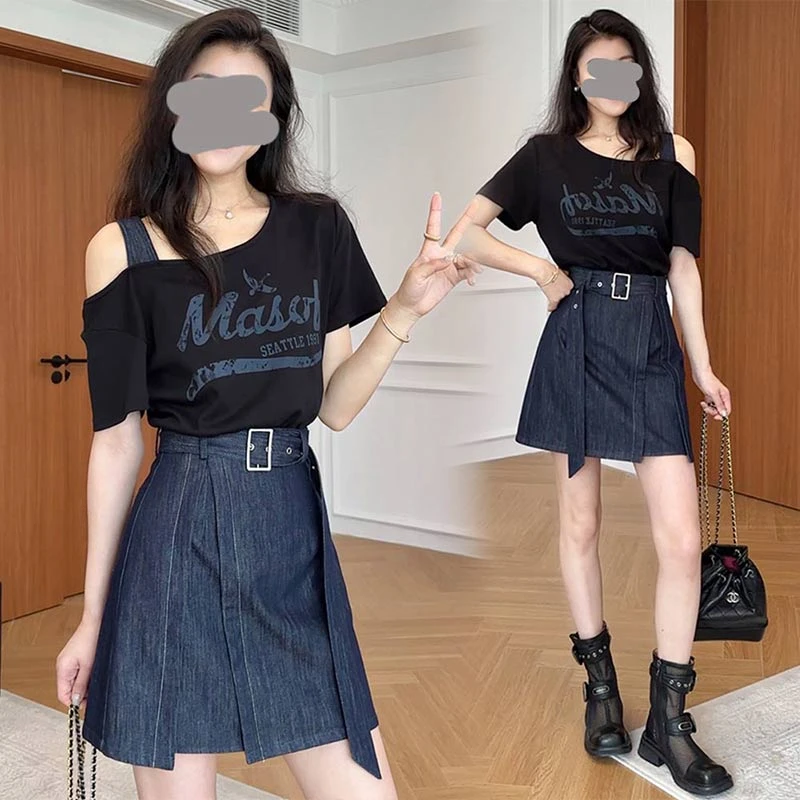 时尚显瘦设计感连衣裙女士2025夏季新款洋气高级感假两件气质裙子