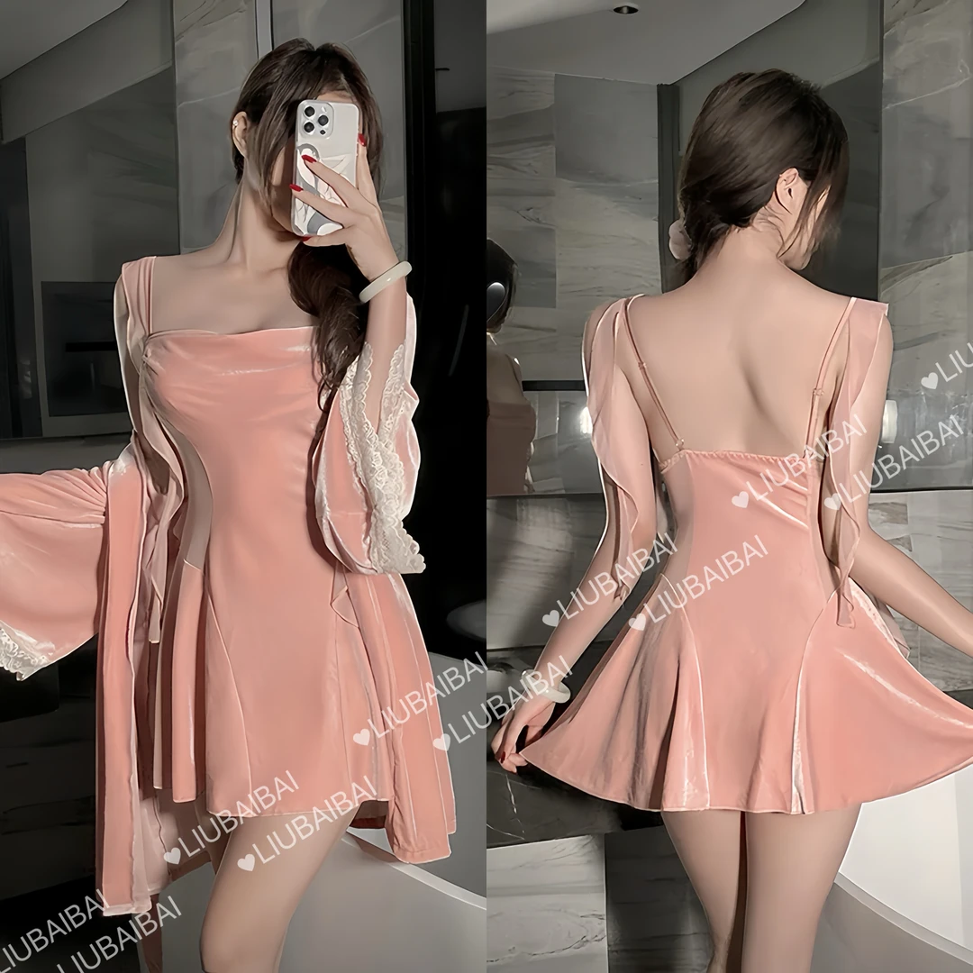 刘掰掰【紫蔷薇丝绒版】睡衣时尚轻奢家居服夏季新款套装女纯欲性感