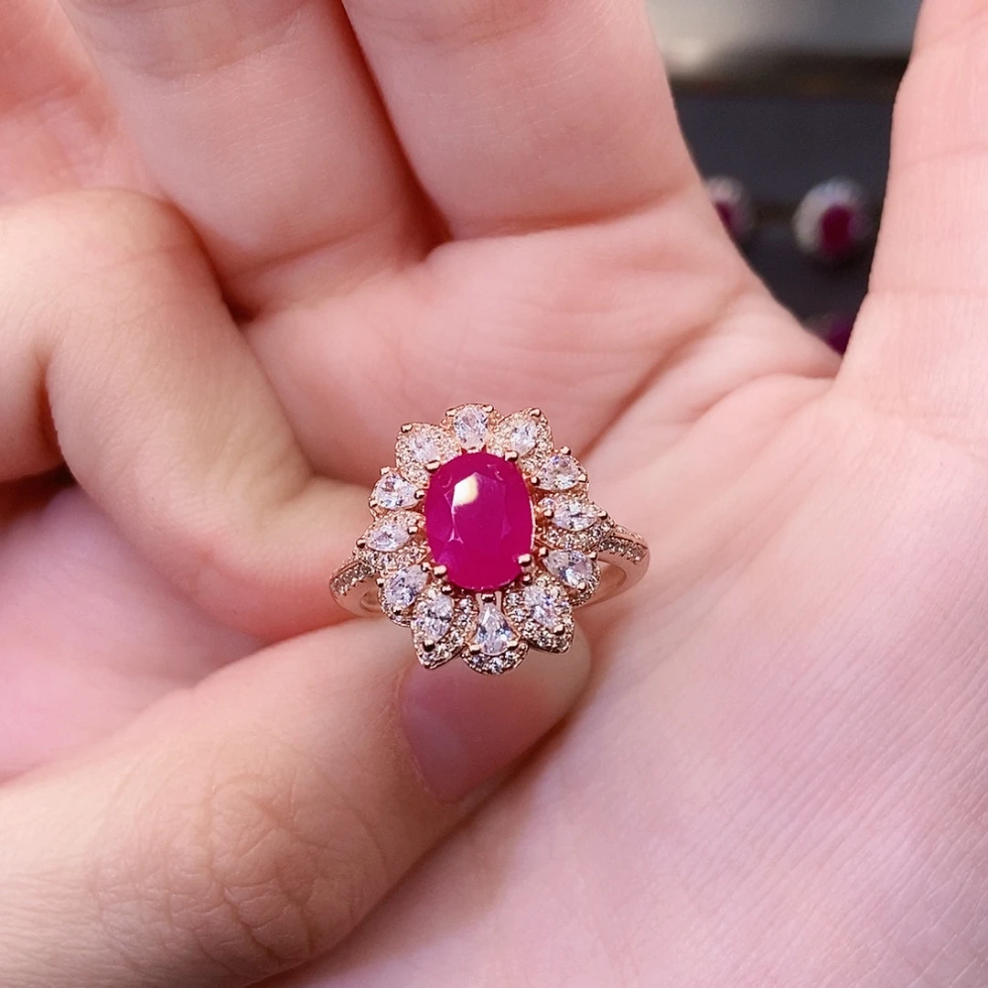 红宝石银S925镶嵌戒指