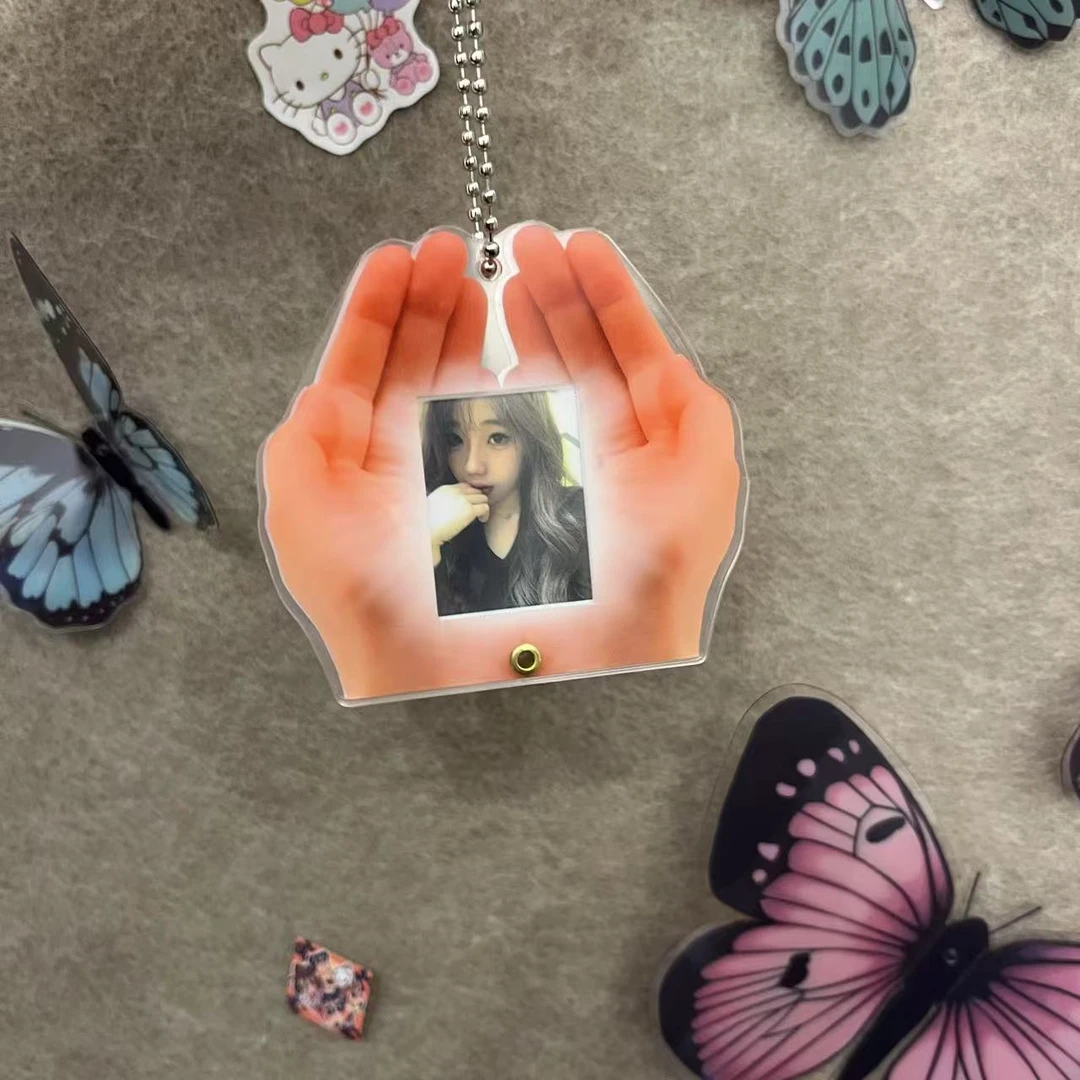 【咕噜】把你捧在手心创意亚克力一寸小卡套相框收纳装饰挂件钥匙扣