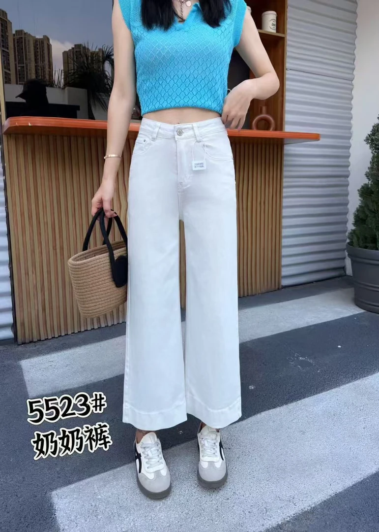 九分白色奶奶牛仔裤（裤长90cm)5523#2025年夏季新款韩版时尚百搭