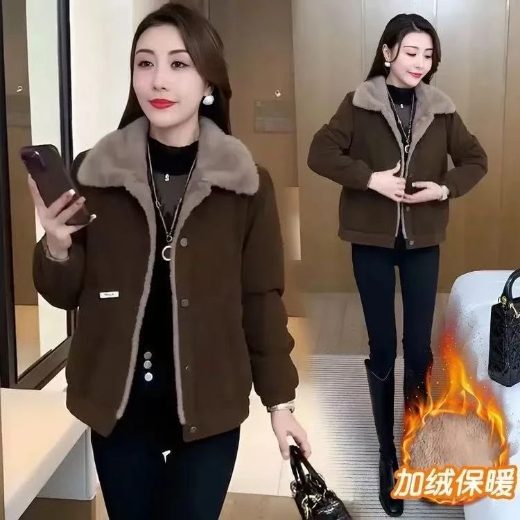 短款外套2025秋冬季新款时尚百搭小个子宽松加绒加厚保暖上衣女