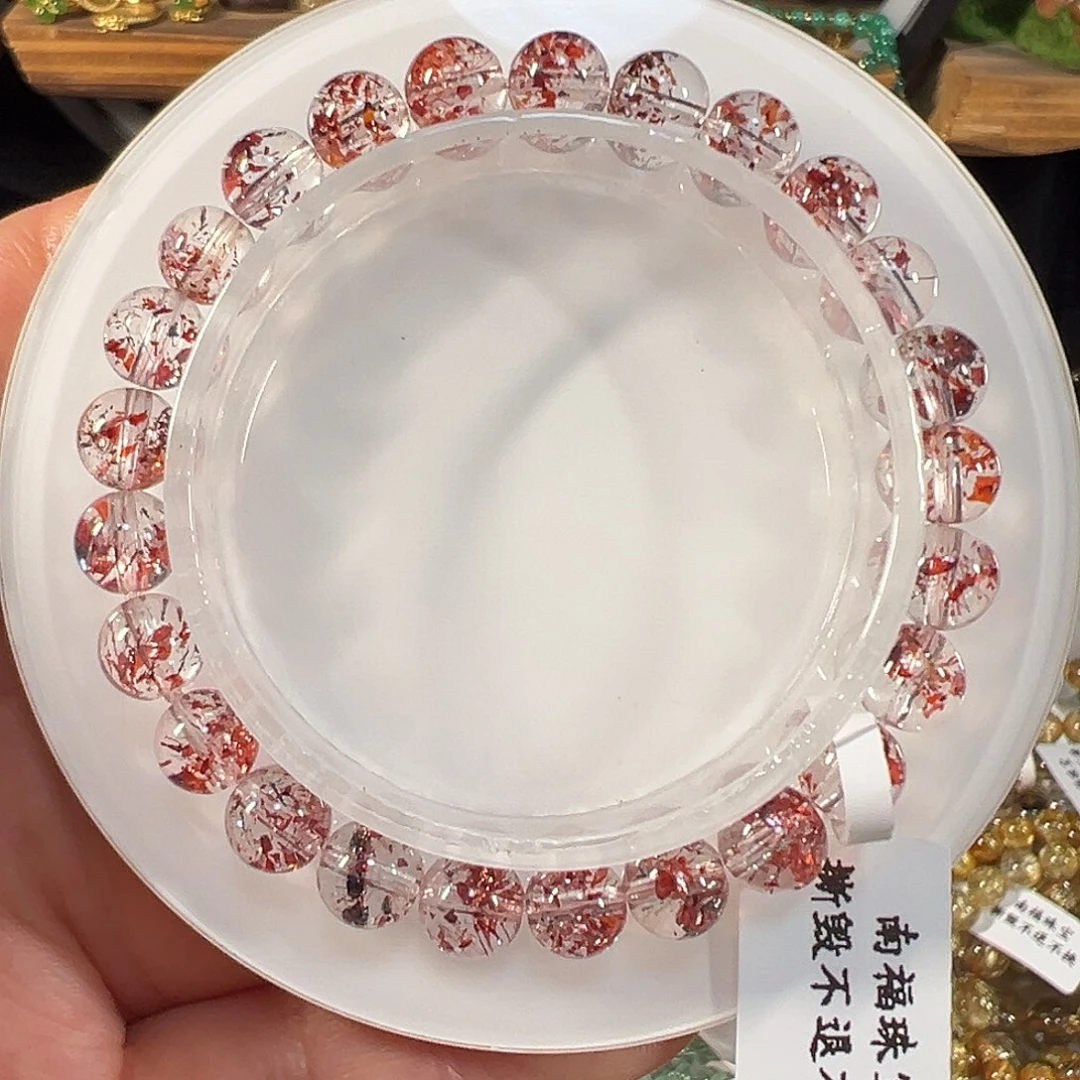 水晶手串未镶嵌巴西彼岸花7.4mn高品透体单圈手串
