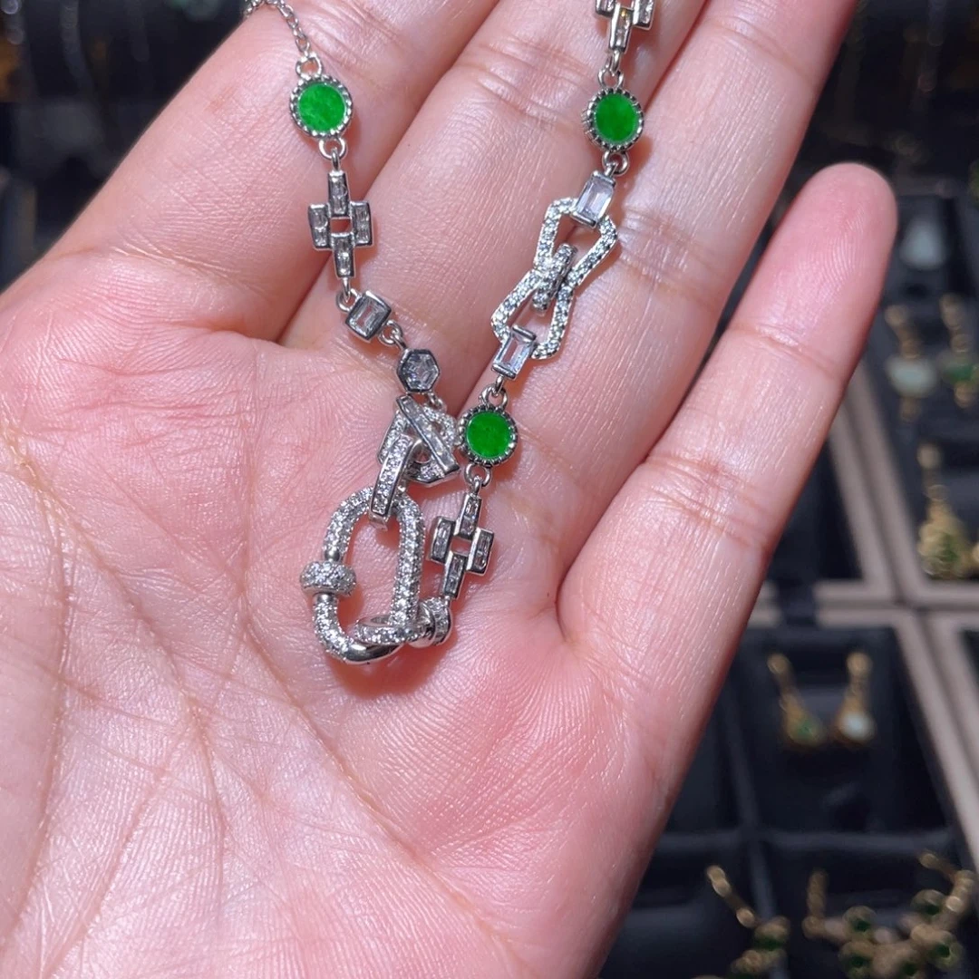 翡翠银S925镶嵌颈饰