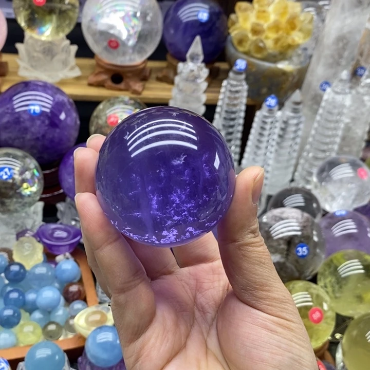 石材天然紫萤石球