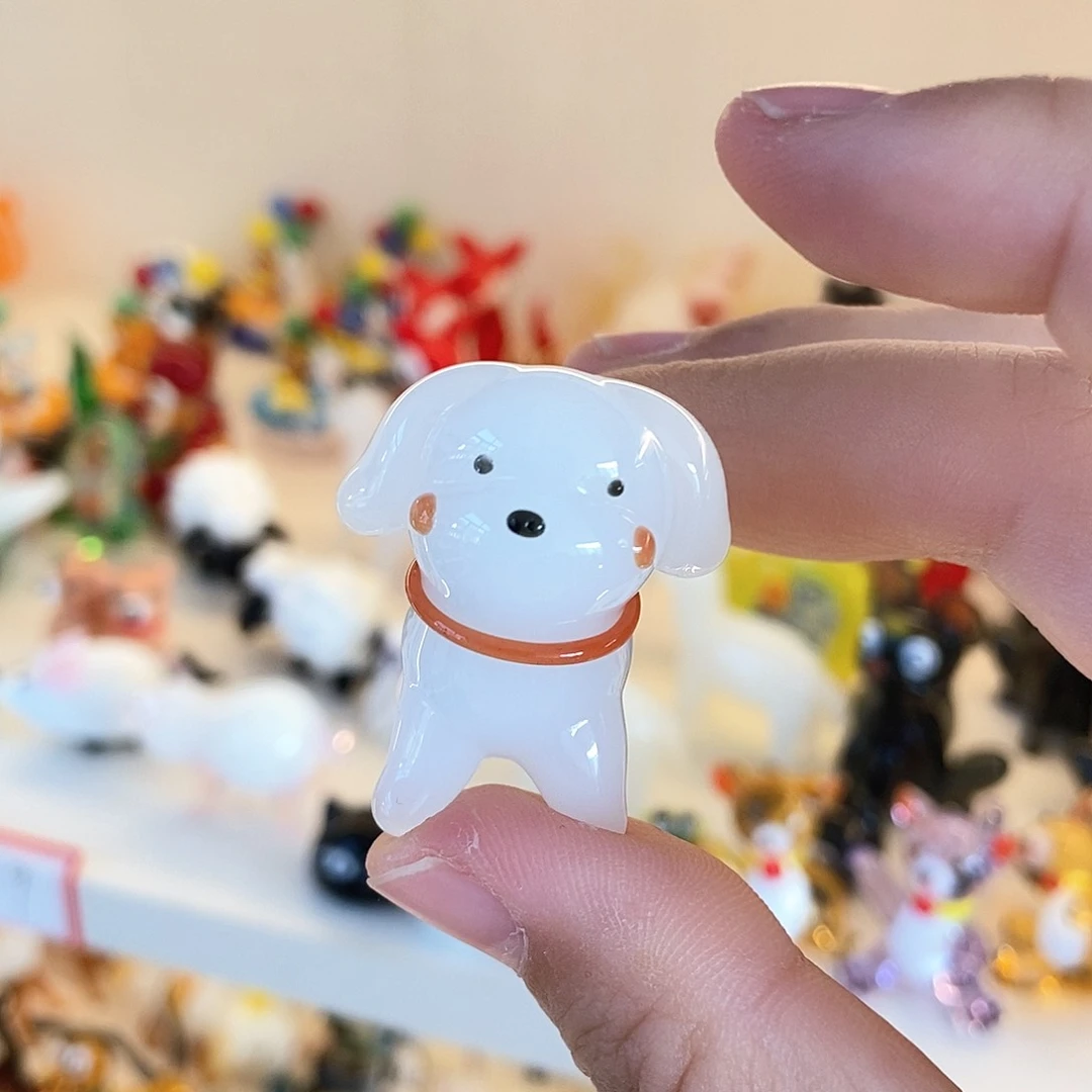 琉璃手工艺品小白狗