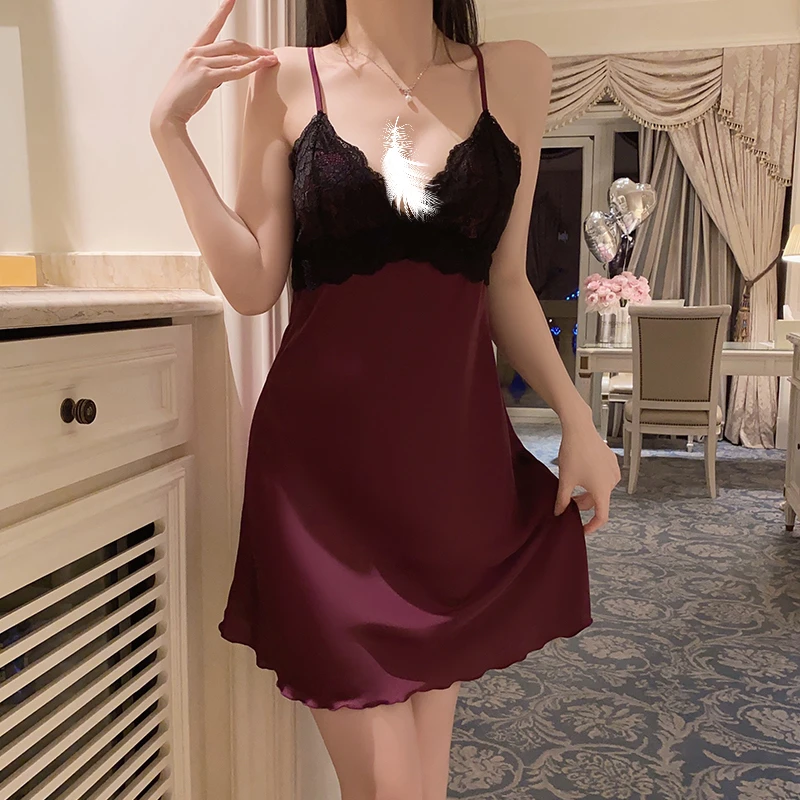 大码性感纯色吊带心动睡衣舒适丝滑家居服套装四季通用青年女性聚