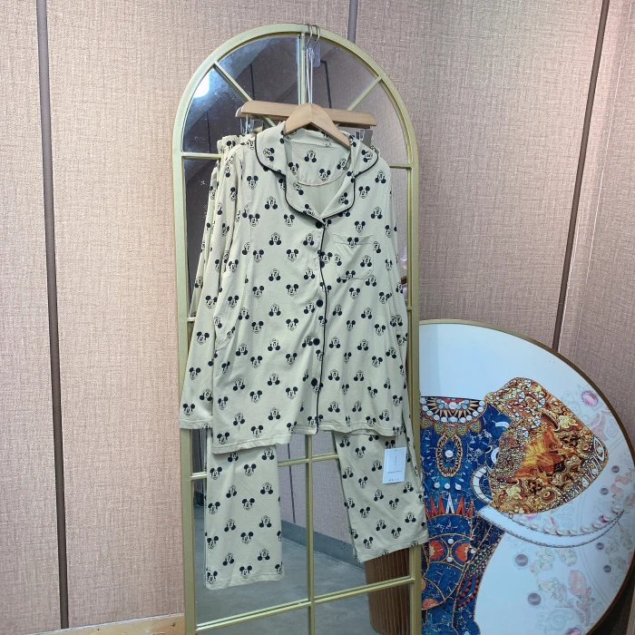 EZ72孕妇咖色带胸垫月子服套装L100-130 XL140