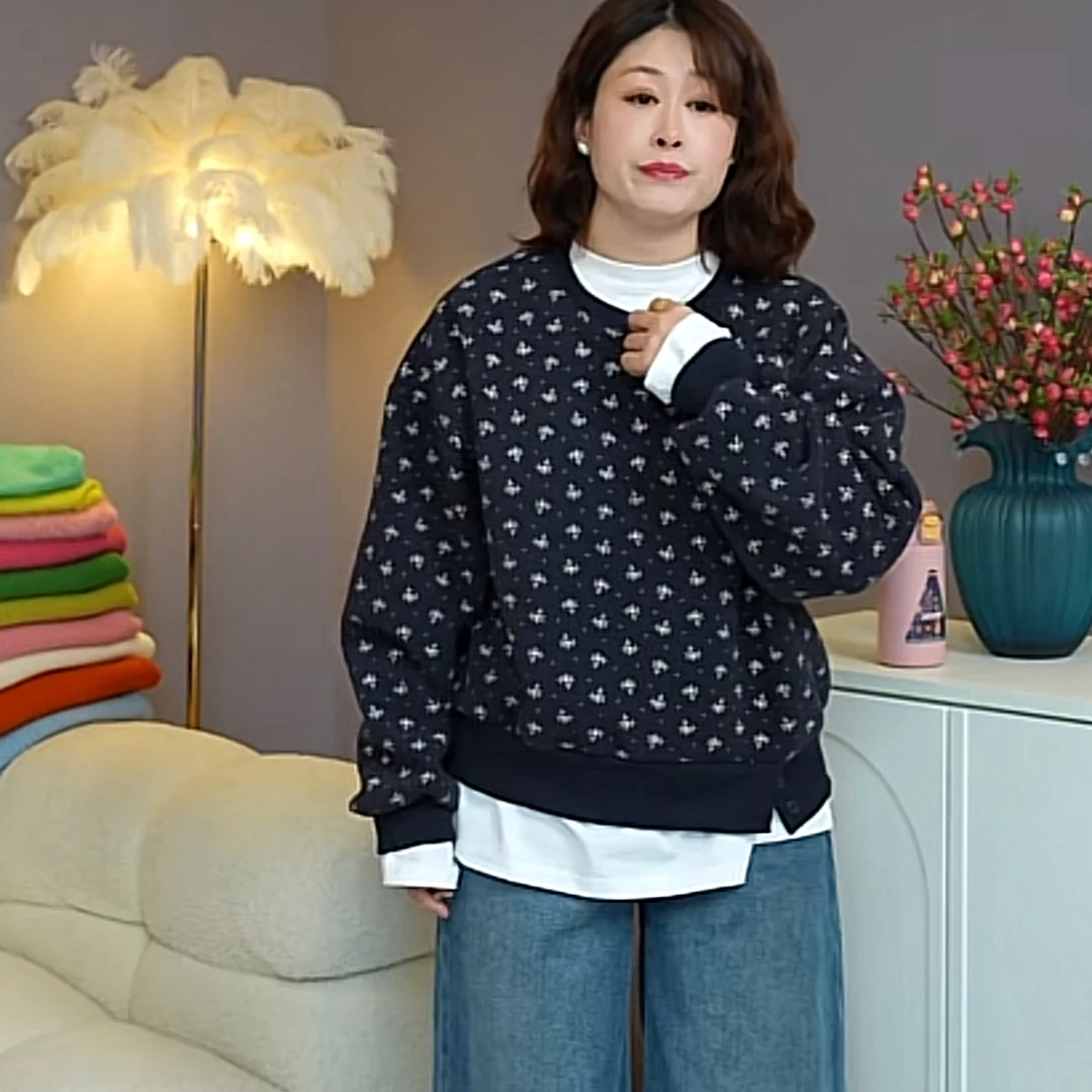 【伟伟专属】碎花卫衣 2 色圆领减龄百搭卫衣