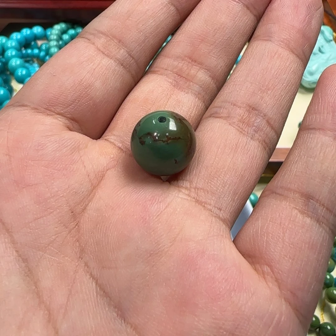 绿松石未镶嵌单珠13.7mm 070100