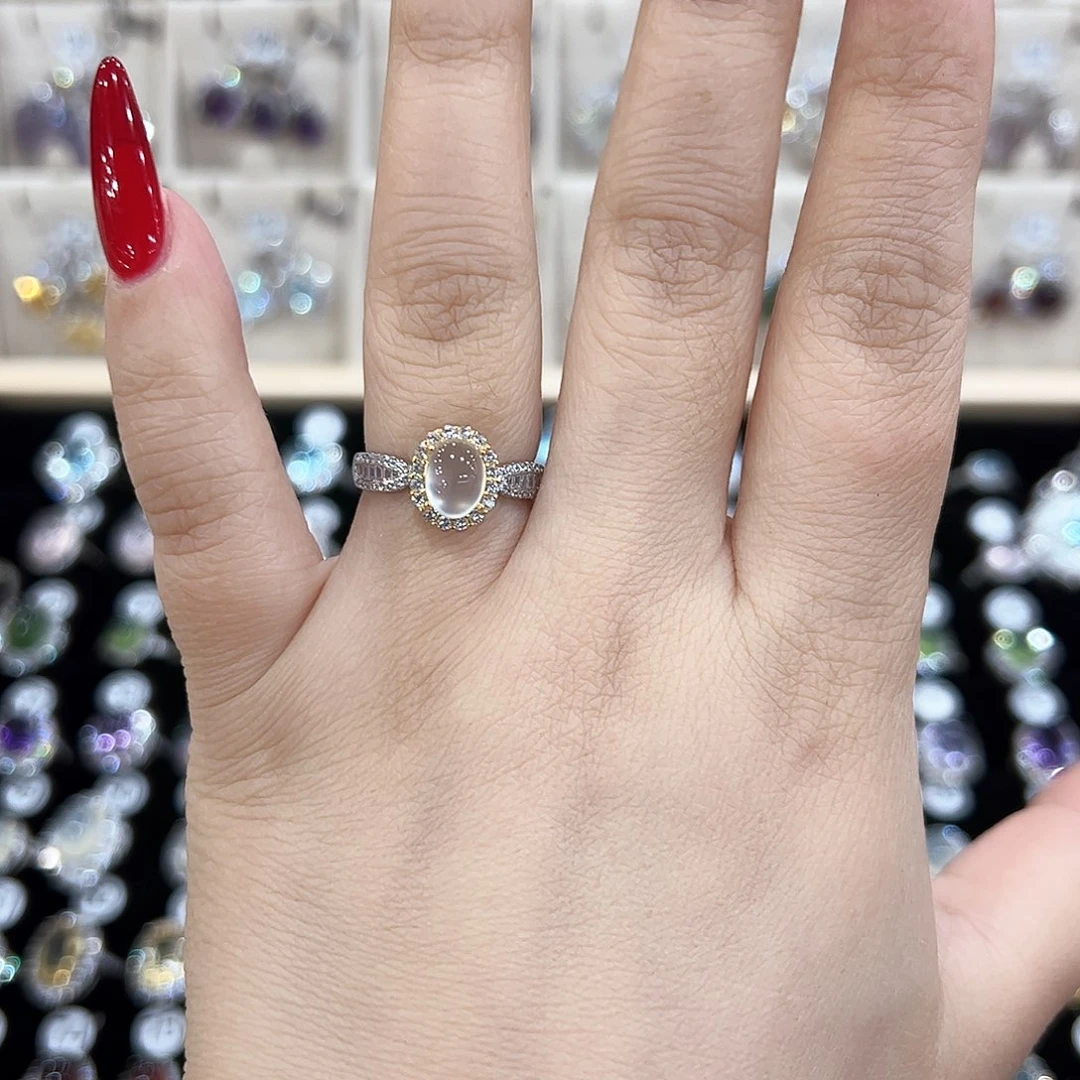 岫玉银S925镶嵌戒指