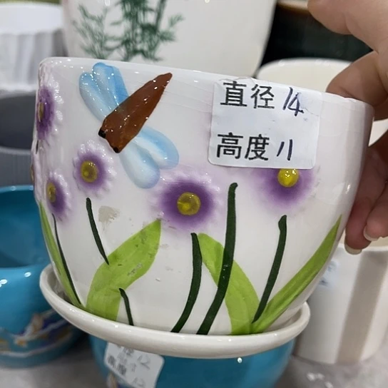 多肉绿植陶瓷花盆9.9包邮，有孔