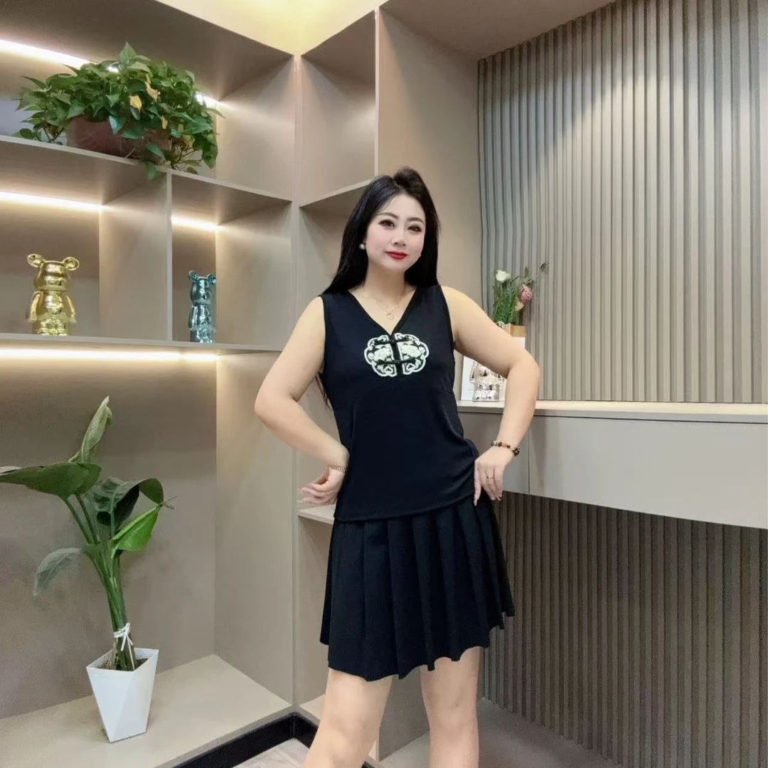 春季打底背心-酷 3476时尚国风潮流盘扣休闲百搭胖MM大码女装新款