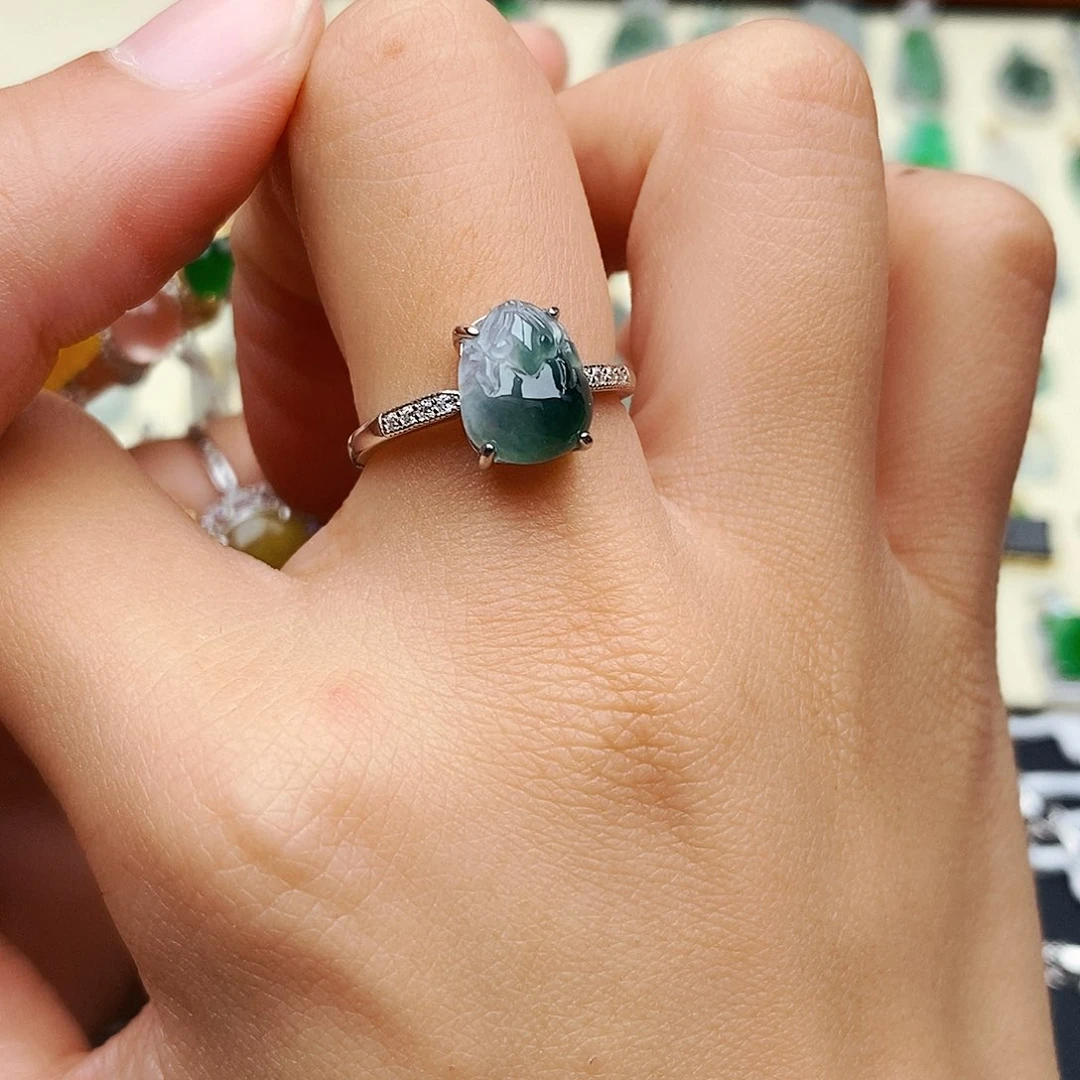 银S925镶嵌戒指翡翠