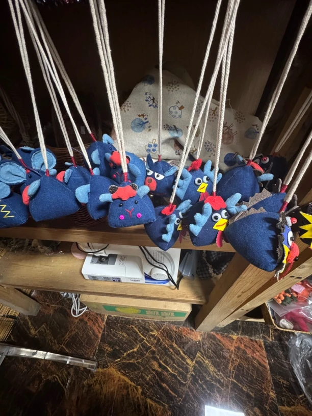 手工布艺蓝染布生肖挂件，端午节饰品