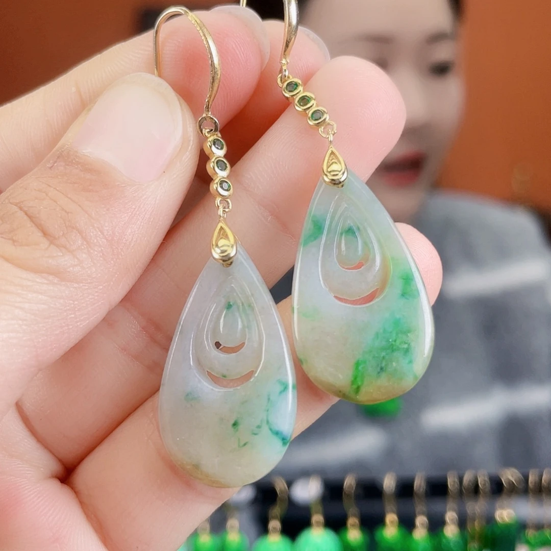 翡翠银S925镶嵌耳饰