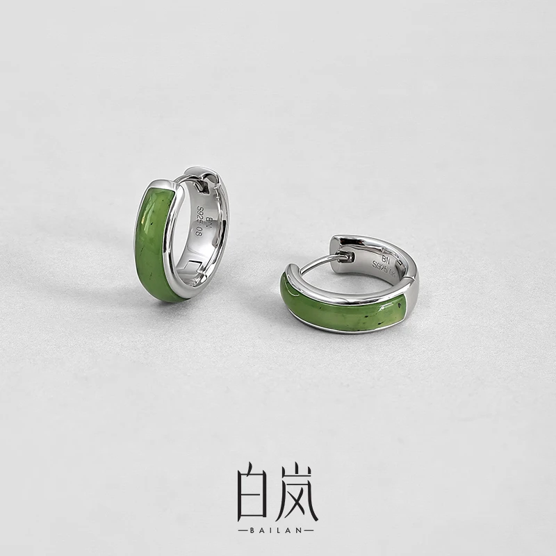 碧玉耳圈新款耳饰女春款和田玉高级简约耳环配饰ED4562
