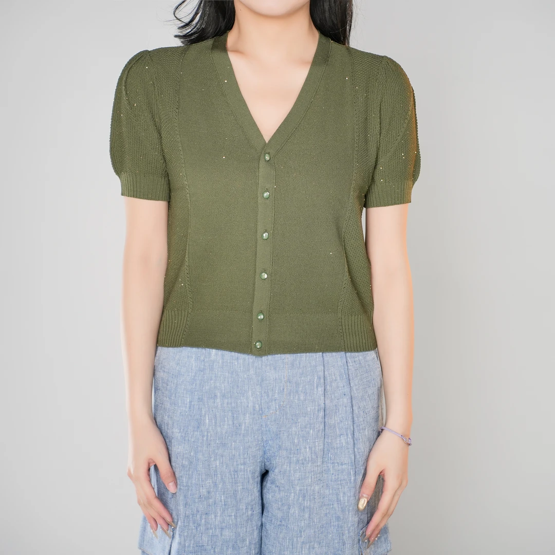 AMASS/阿玛施新款夏季时尚百搭显瘦V领纯色欧若风针织衫5499253