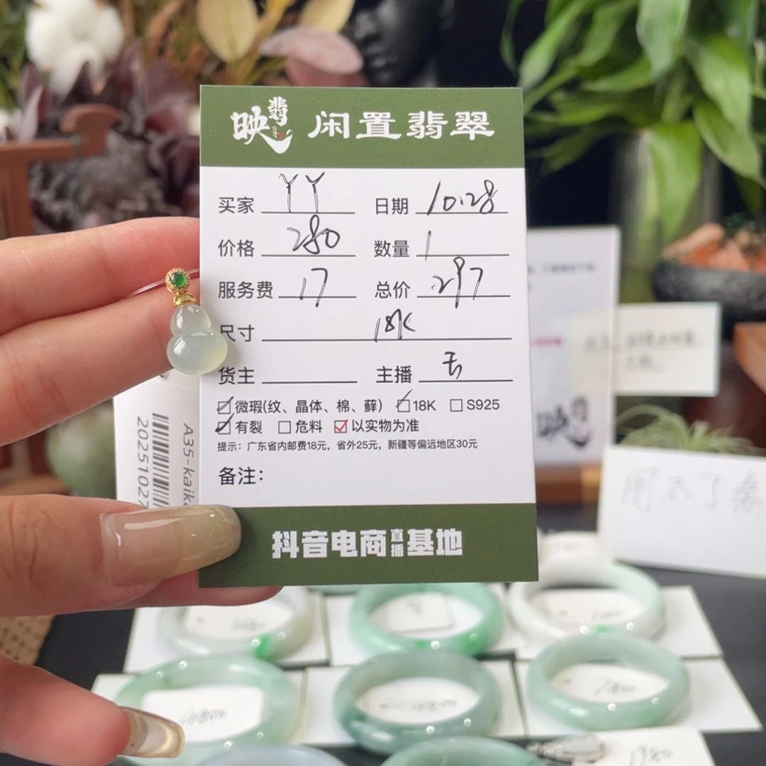 丫***ॐ翡翠18K金镶嵌颈饰翡翠