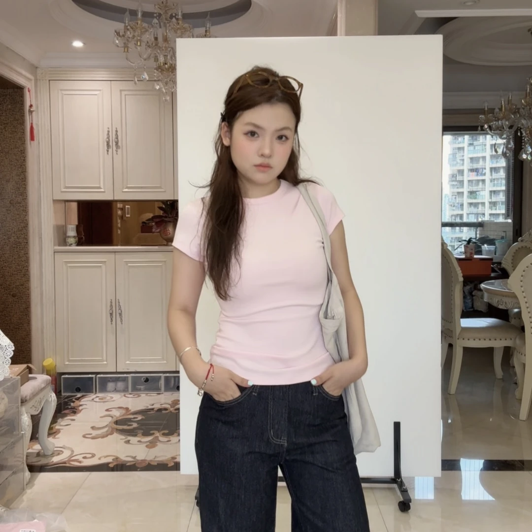 言许木李【显瘦圆领】修身显瘦基础正肩短袖