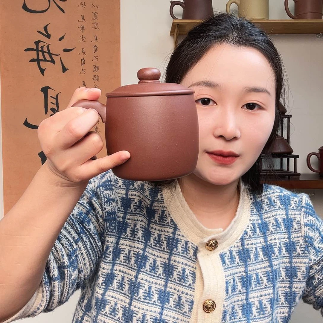 茶杯紫砂四****度微瑕紫砂盖杯底槽清