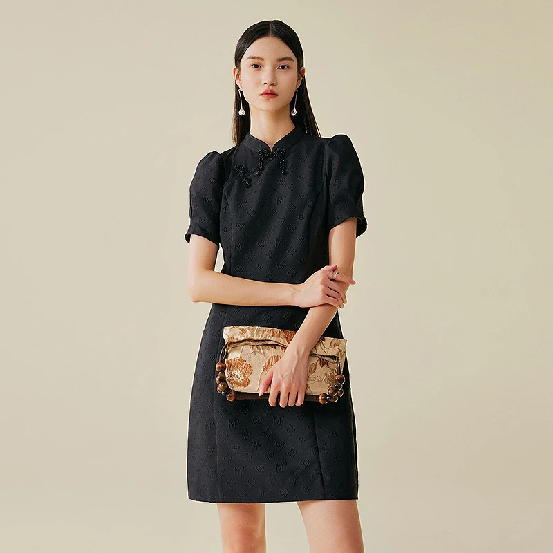 【羊羊粉丝专享】MOFAN摩凡秋新款黑色连衣裙MBL382108