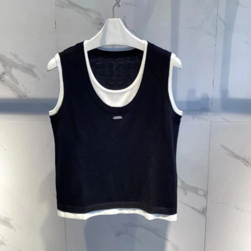 2024早秋新款女装时尚百搭无袖圆领针织背心18231221 18231222