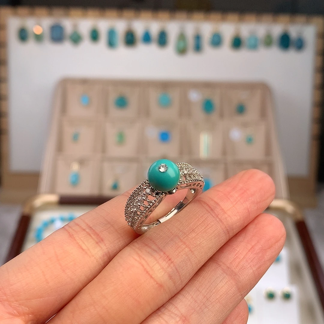 绿松石银S925镶嵌戒指