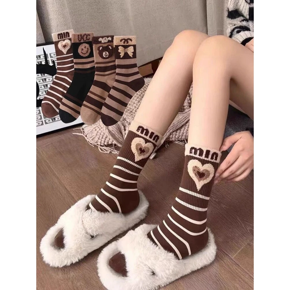 袜子女秋冬款ins长筒高颜值网红爆款高腰甜美可爱字母加厚保暖zk