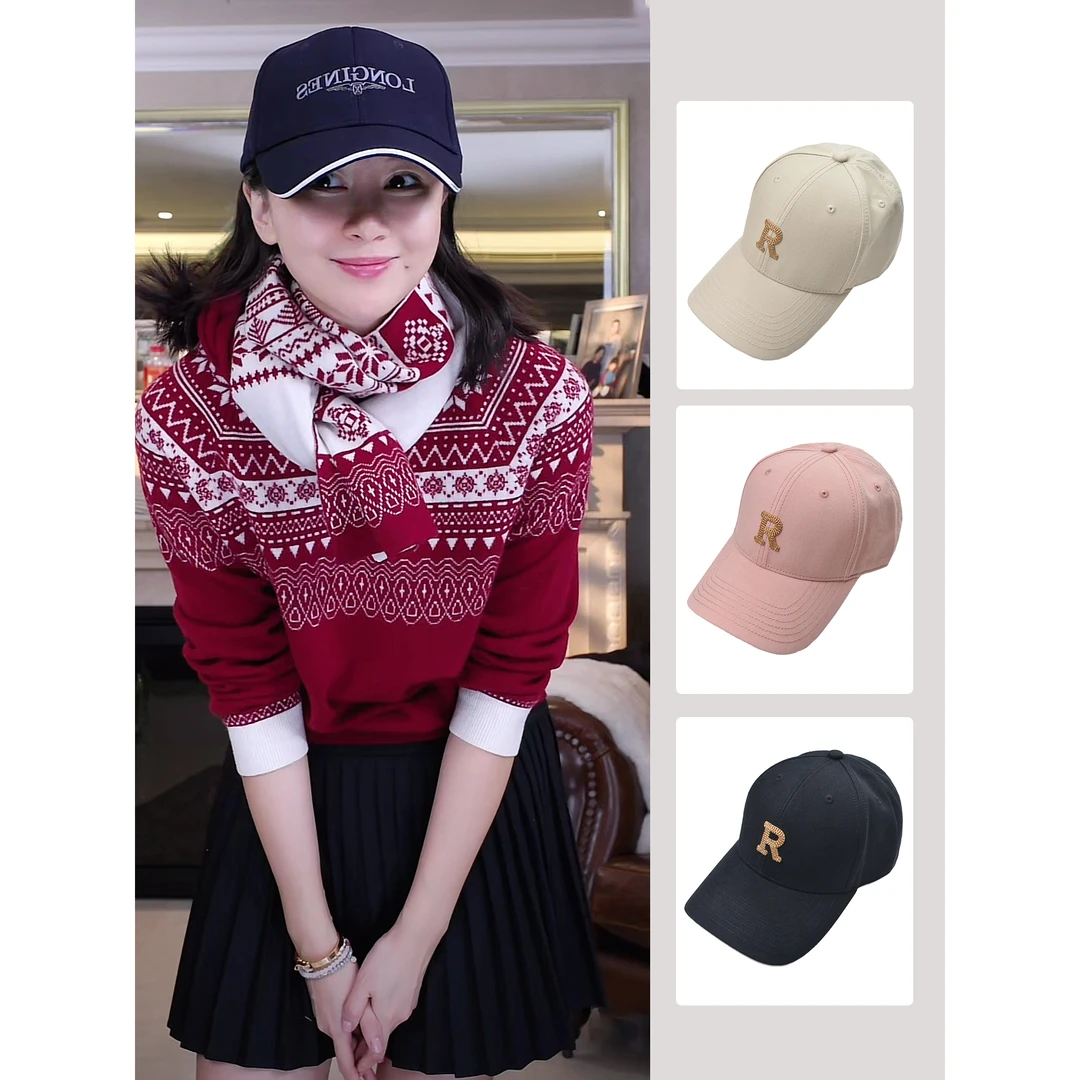 我是摩羯 立体金丝刺绣R字母深顶显脸小棒球帽鸭舌帽