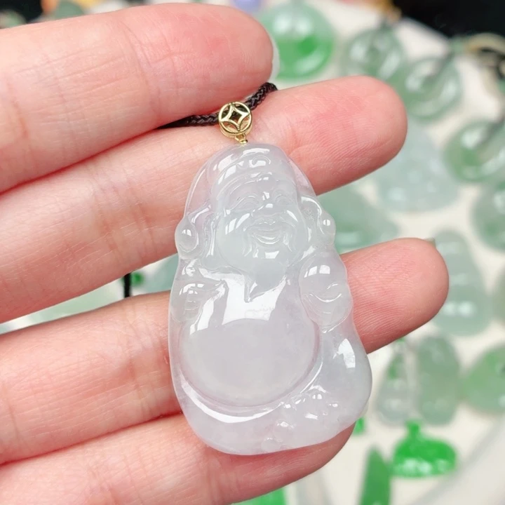 颈饰18K金镶嵌翡翠缅甸天然A货翡翠