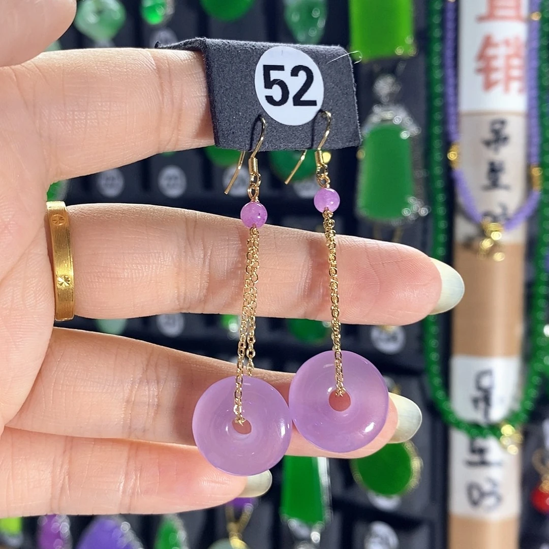 银S925镶嵌翡翠耳饰52