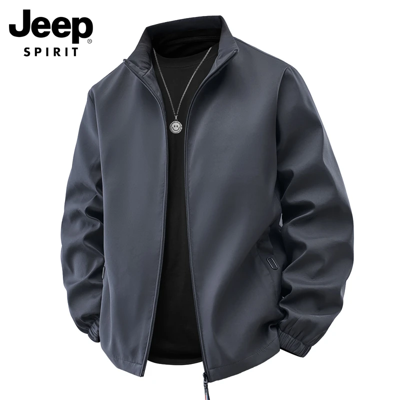 JEEPSPIRIT吉普男士宽松外套男款爆款立领潮牌秋季休闲夹克上衣男