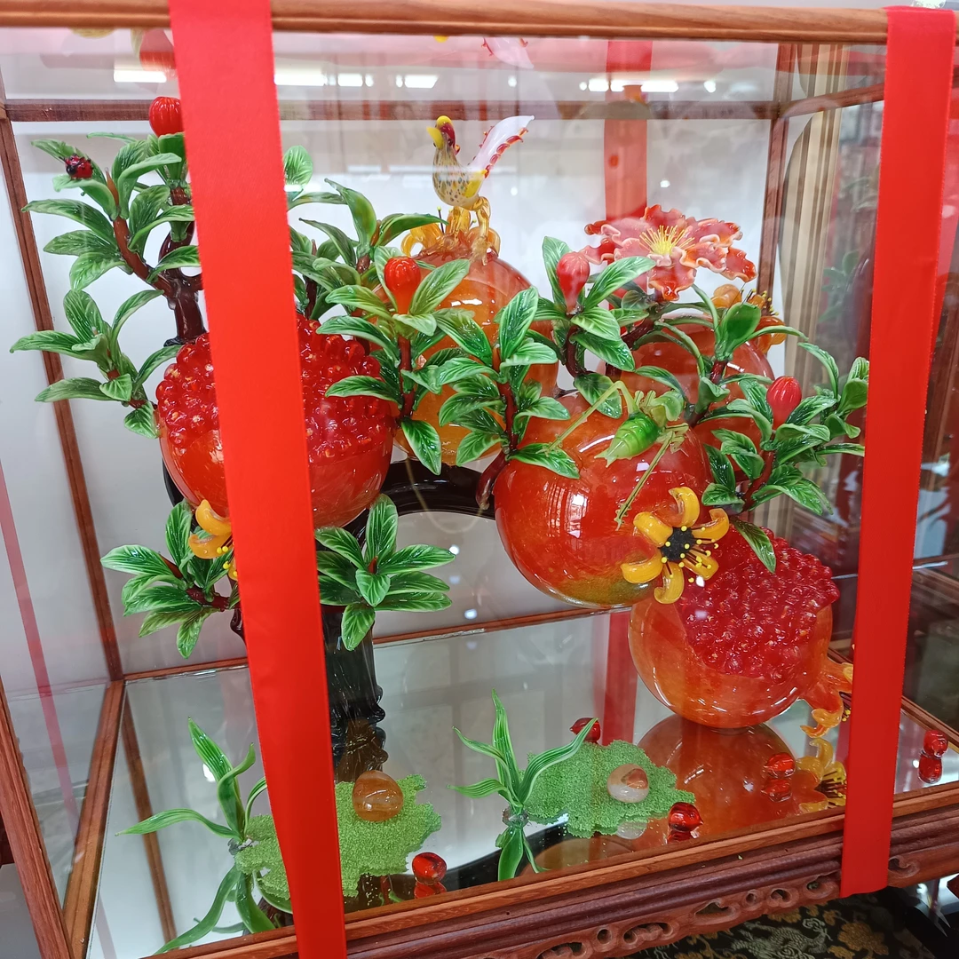 博山琉璃灯工石榴摆件