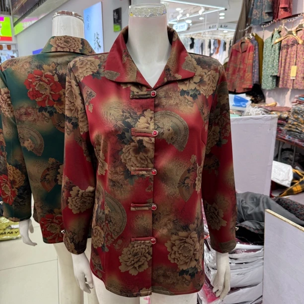 法式荷叶领纽扣民族风中老年女装衬衫衬衣中式复古小衫