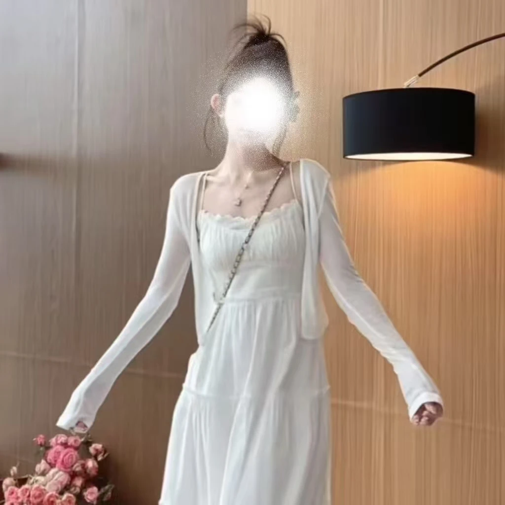 夏季新款修身修身防晒针织外套开衫女休闲简约百搭V领开衫