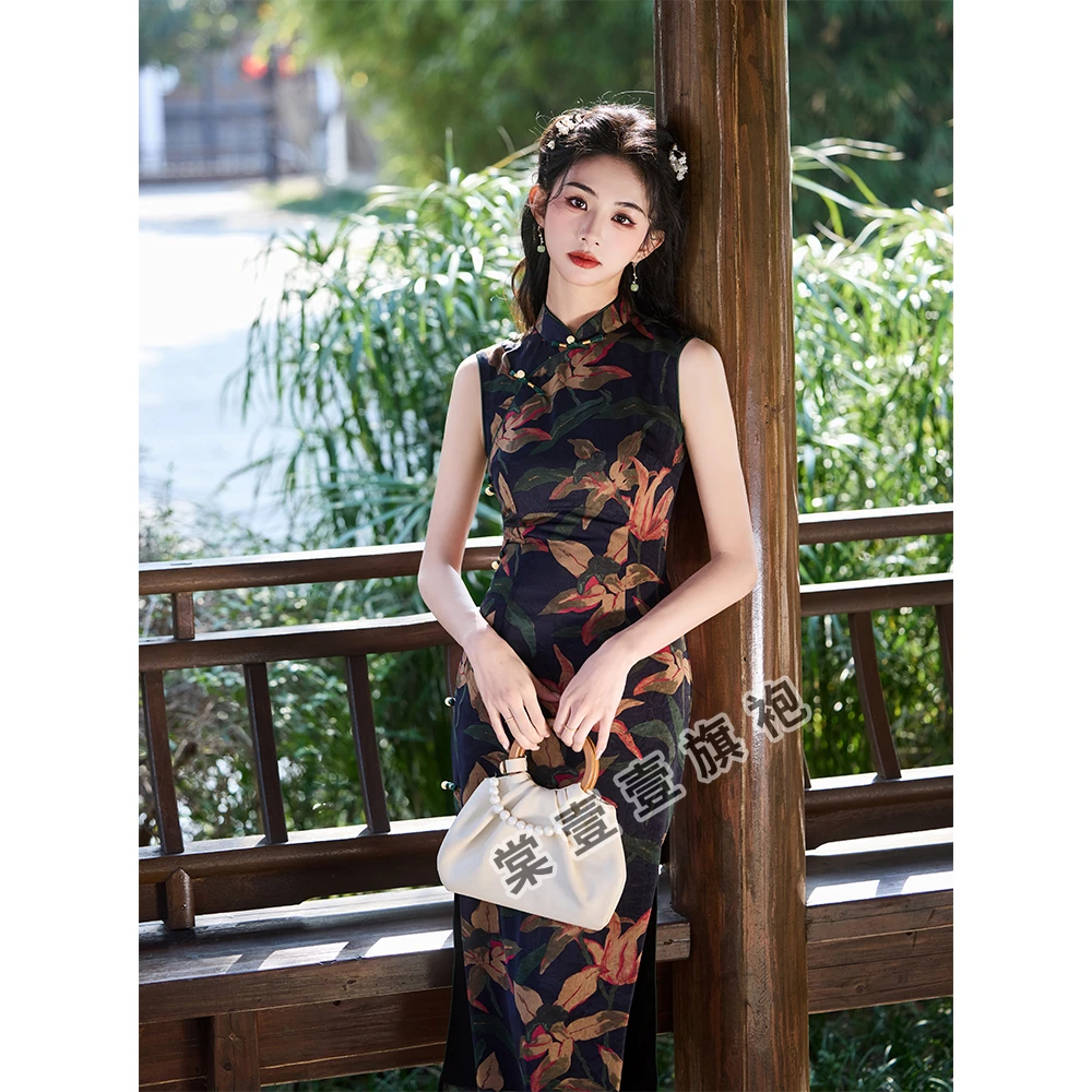 棠壹壹黑色港风旗袍新中式改良日常上班可穿高端复古老上海中国风