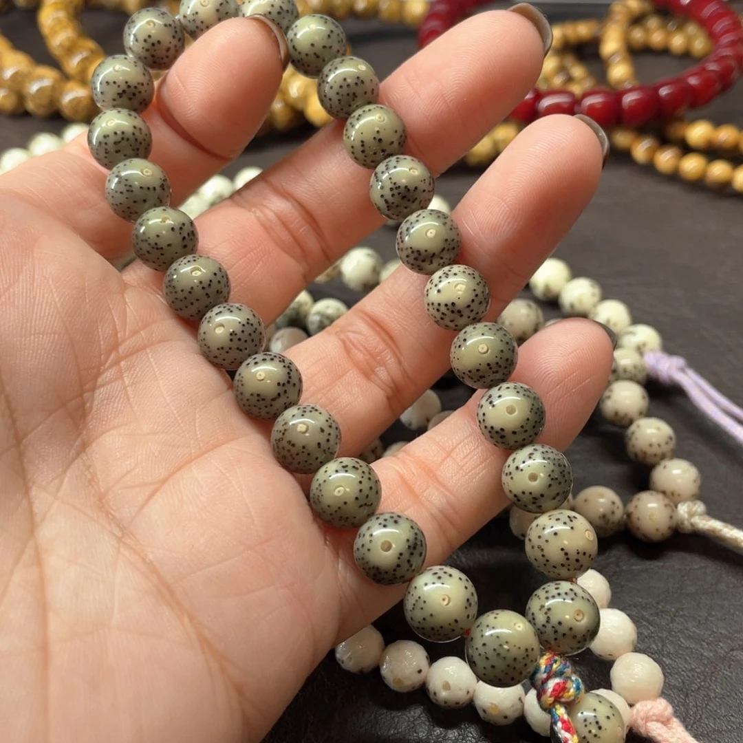 星月菩提吊坠卡9mm月朗星稀圆珠手持同枝果石玉料糯冰糖