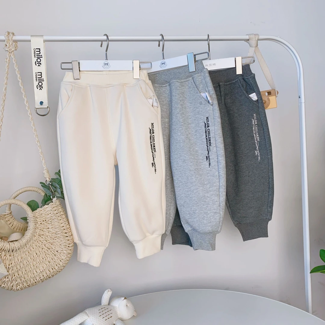 0635米乐熊（加绒）童装裤子秋冬裤儿童运动裤男孩女孩长裤休闲裤