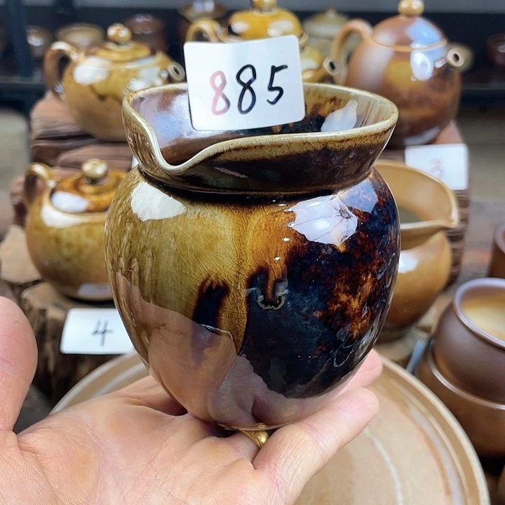 壶F*h建水紫陶白泥柴烧公道杯