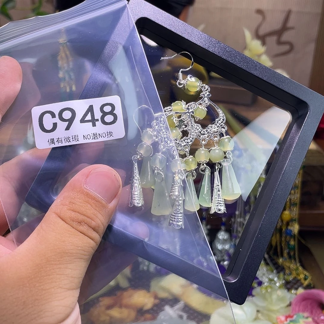 蛇纹石玉未镶嵌发饰银***多