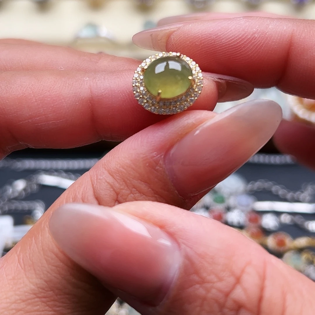 翡翠银S925镶嵌戒指缅甸天然A货翡翠戒指