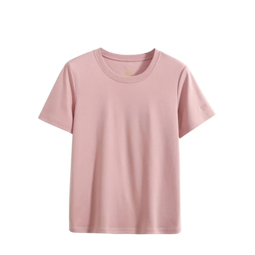 WANGNAFUSHI"双面液氨棉T"女士透气圆领舒适纯色百搭时尚修身625