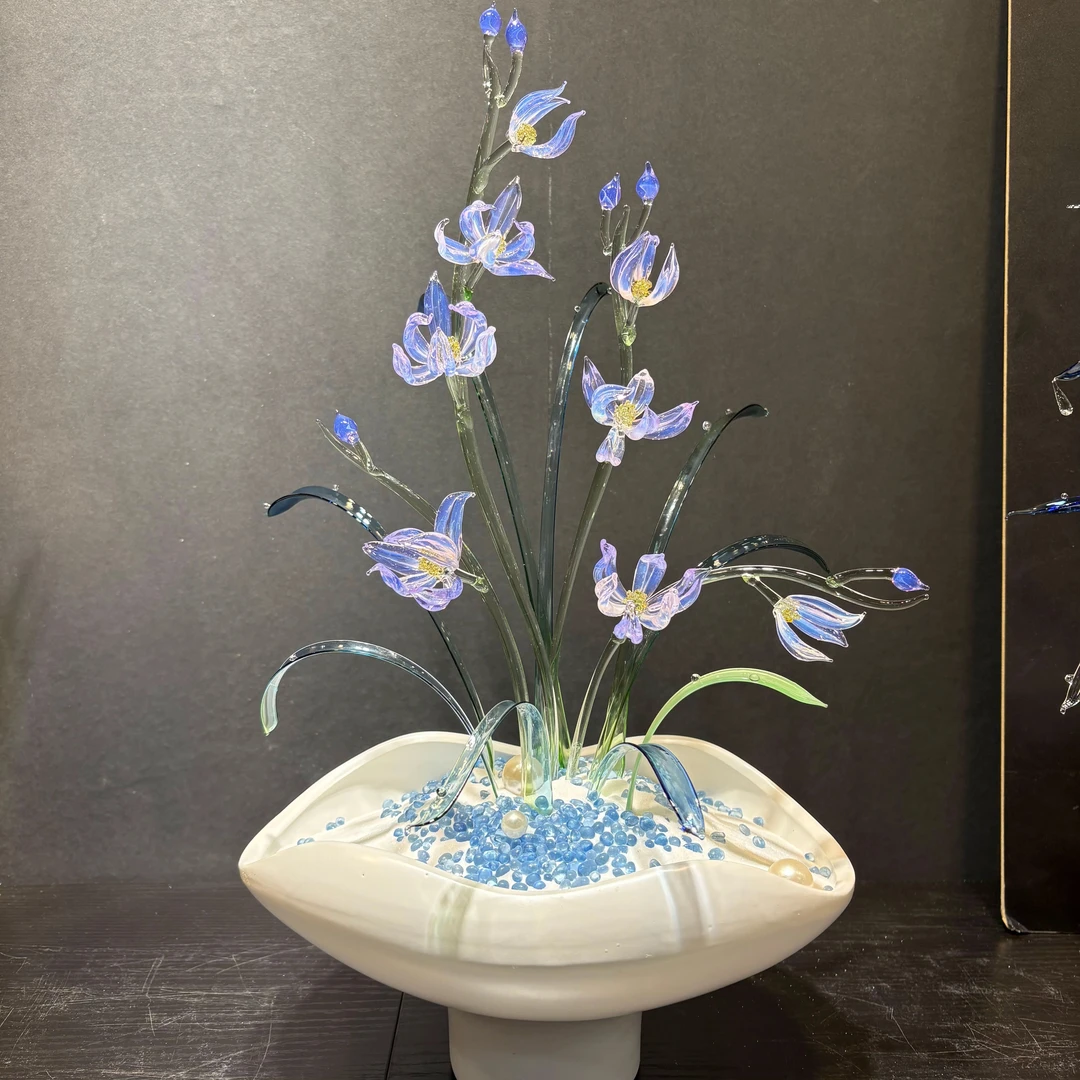 淄博琉璃056兰花【炫彩兰花】纯手工烧制