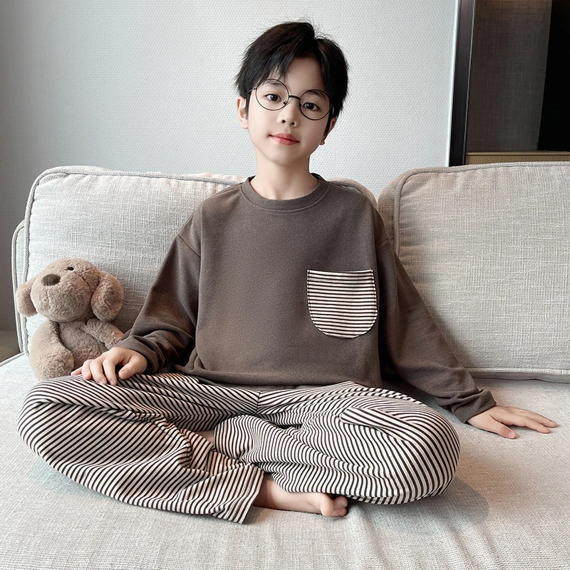 男童睡衣2025新款春秋冬款家居服纯棉秋季中大儿童德绒长袖男孩潮