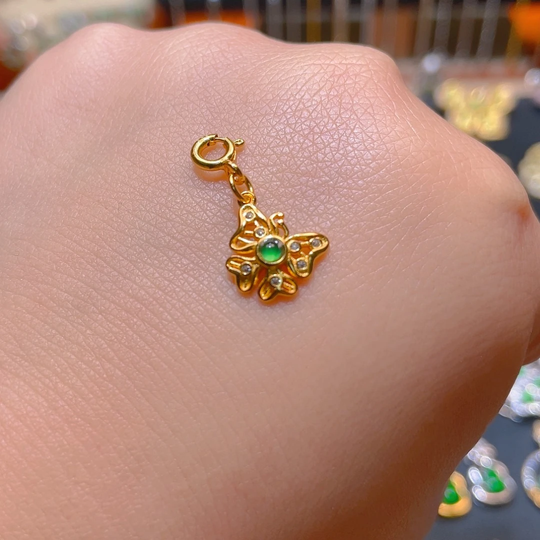 翡翠银S925镶嵌吊坠(不含链)