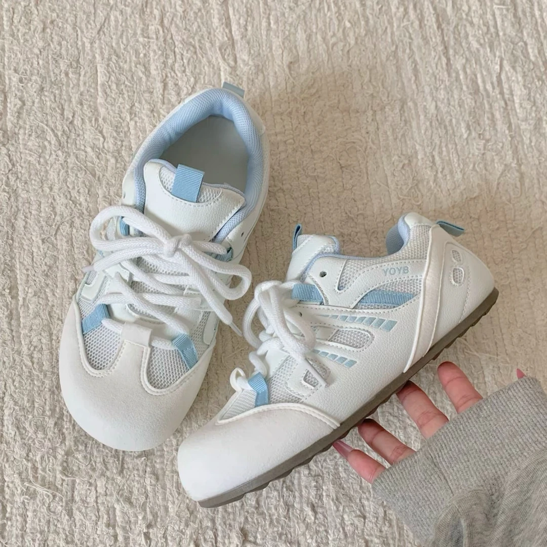 米兰色网面软底德训鞋女2025秋新款舒适百搭复古阿甘鞋学生小白鞋