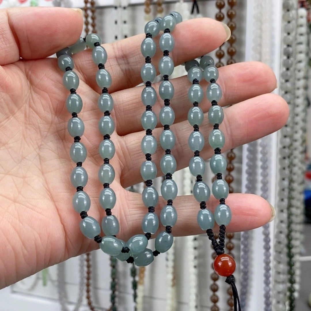 翡翠颈饰未镶嵌义*翡翠米粒打结款