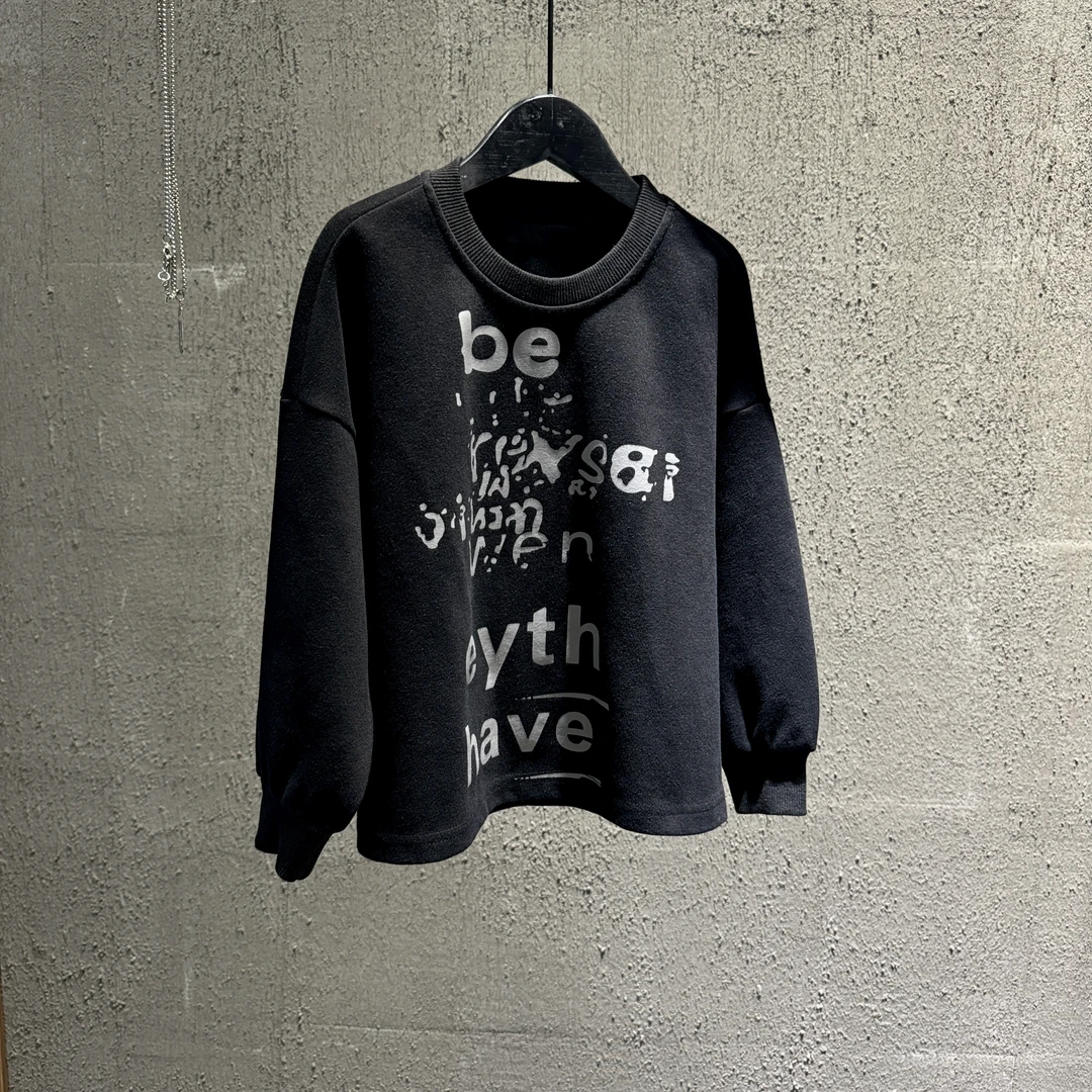 promising韩版儿童春季打底衫中大童美式潮酷长袖印花卫衣6607