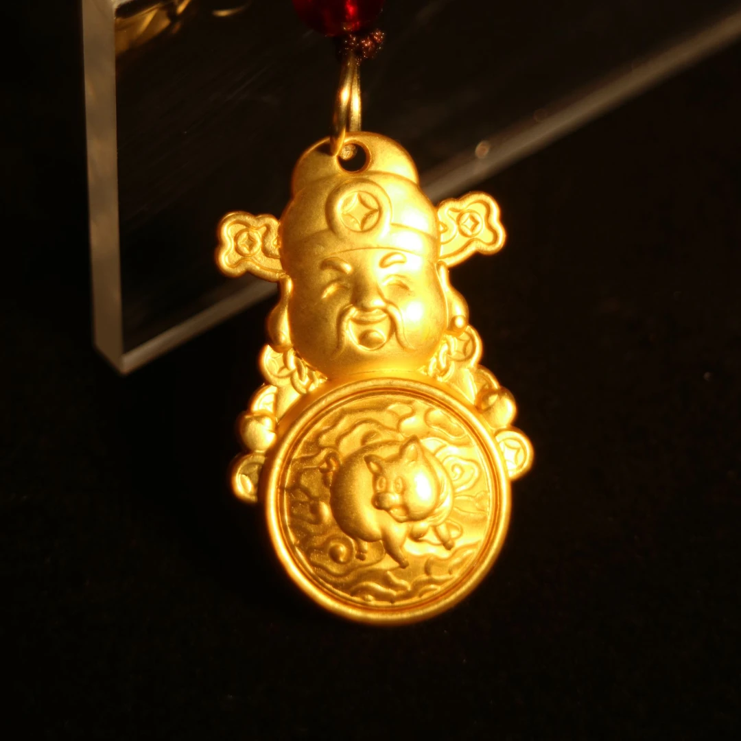 铜画故事-十二生肖日进斗金财神吊坠